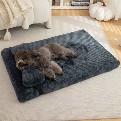 Multi-Density Orthopedic Foam Base Luxury Calming Dog Bed with Plush Pillow
