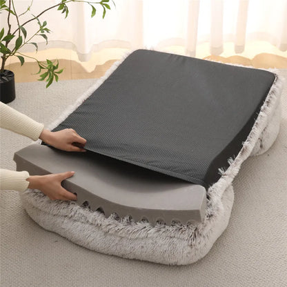 Orthopedic Support Fluffy Plush Dog Bed